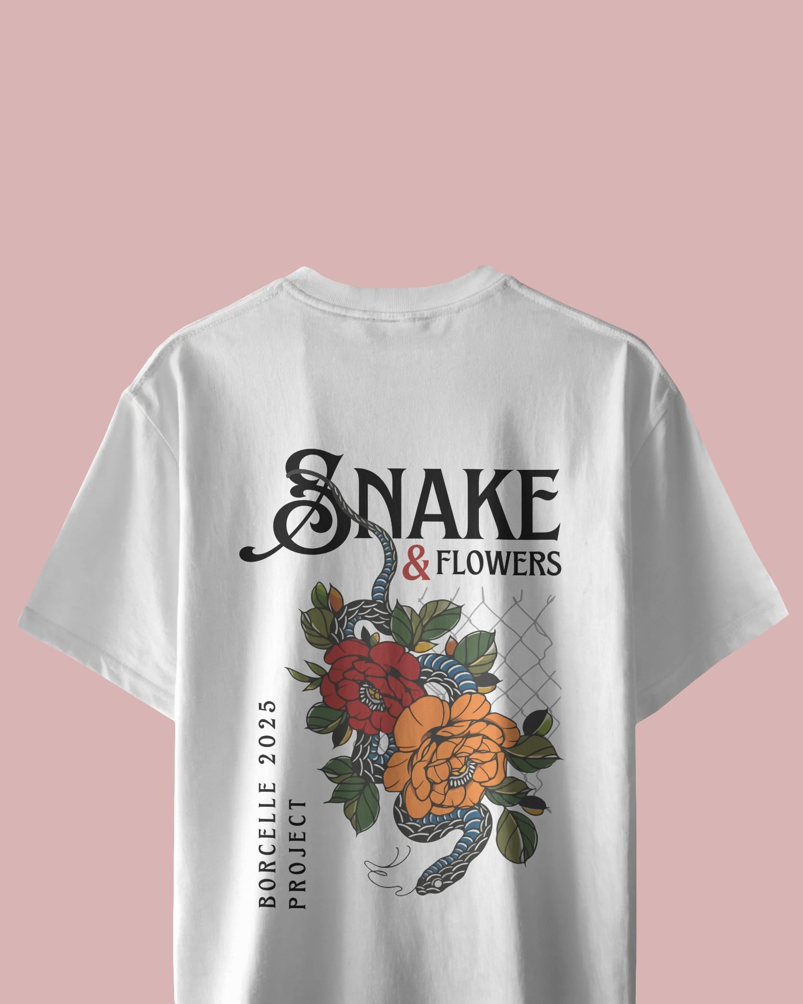 Snake & Flowers Oversized Tee