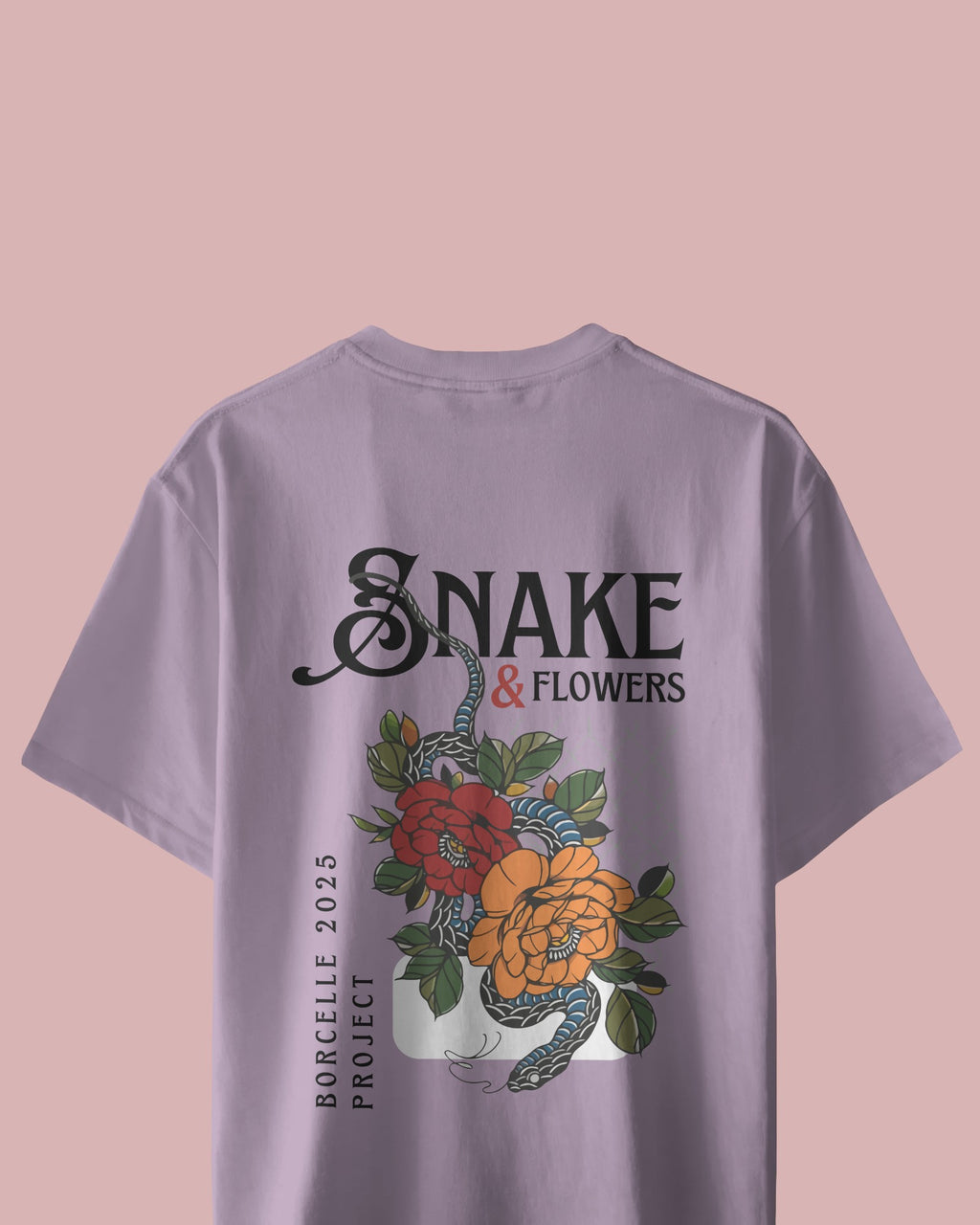 Snake & Flowers Oversized Tee