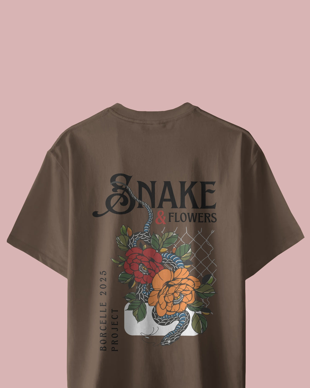 Snake & Flowers Oversized Tee