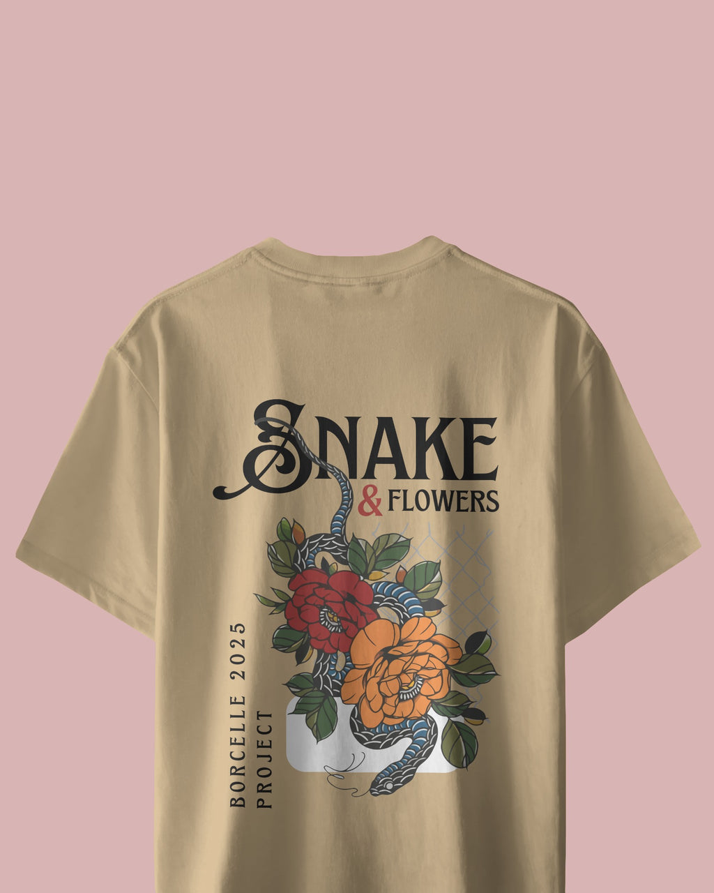 Snake & Flowers Oversized Tee