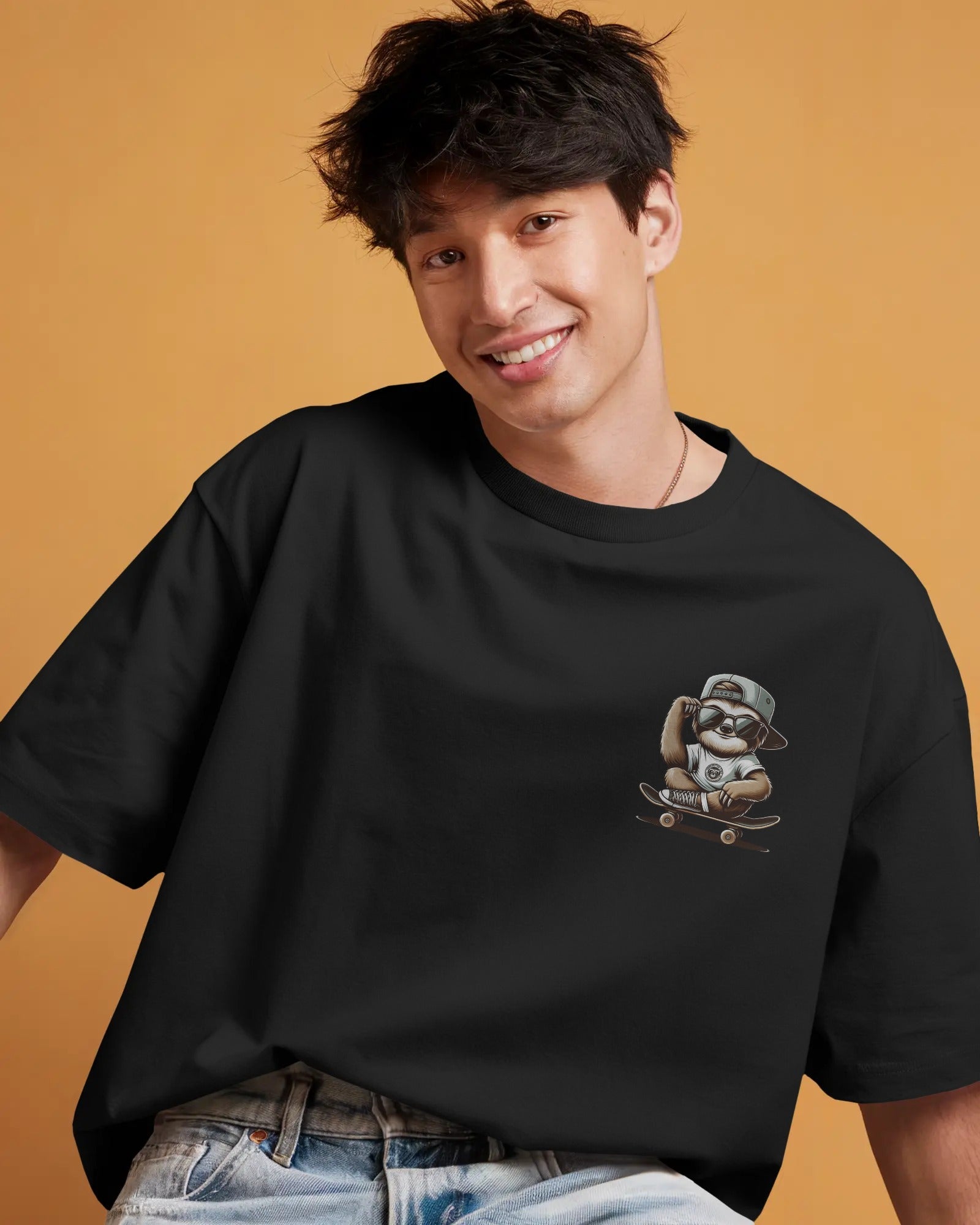 Skater Sloth Vibes Oversized Street Tee