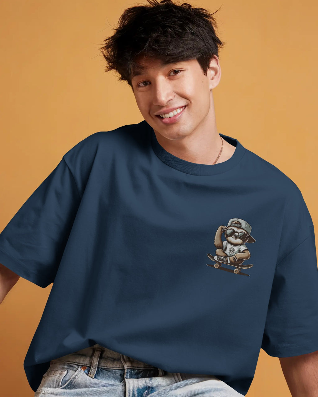Skater Sloth Vibes Oversized Street Tee
