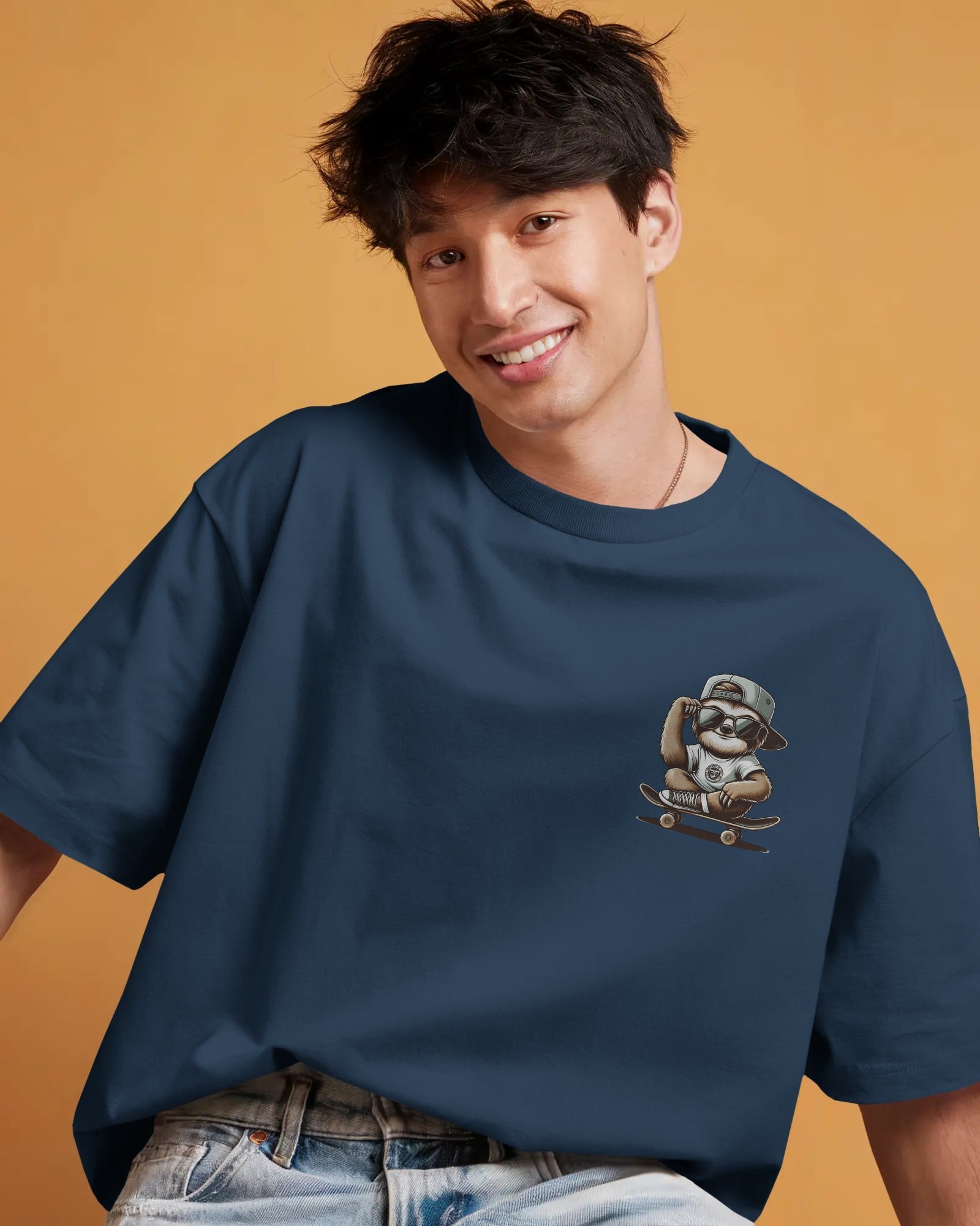Skater Sloth Vibes Oversized Street Tee