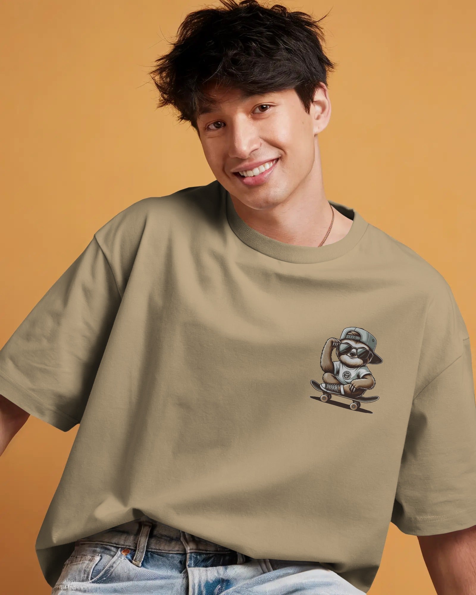 Skater Sloth Vibes Oversized Street Tee