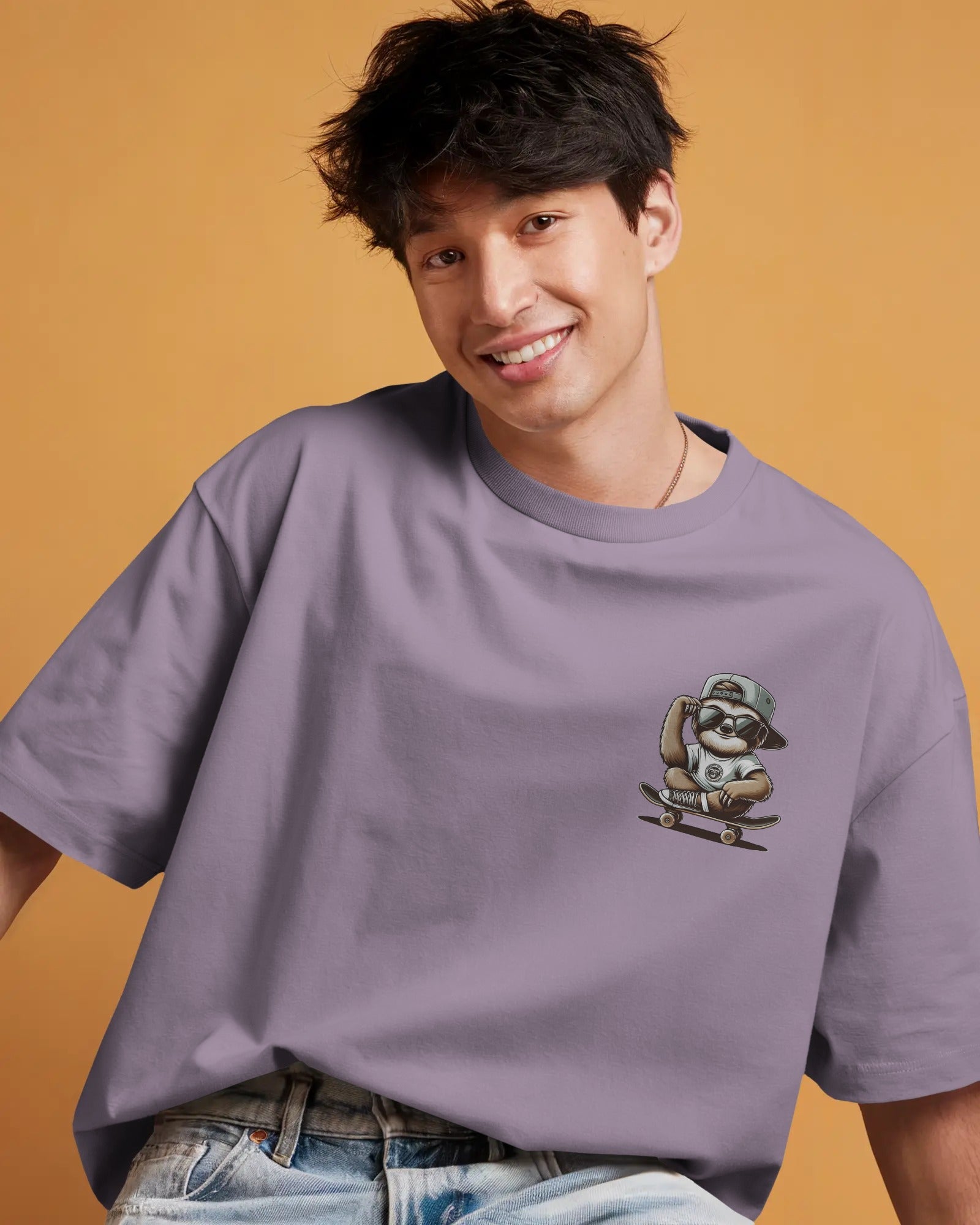 Skater Sloth Vibes Oversized Street Tee