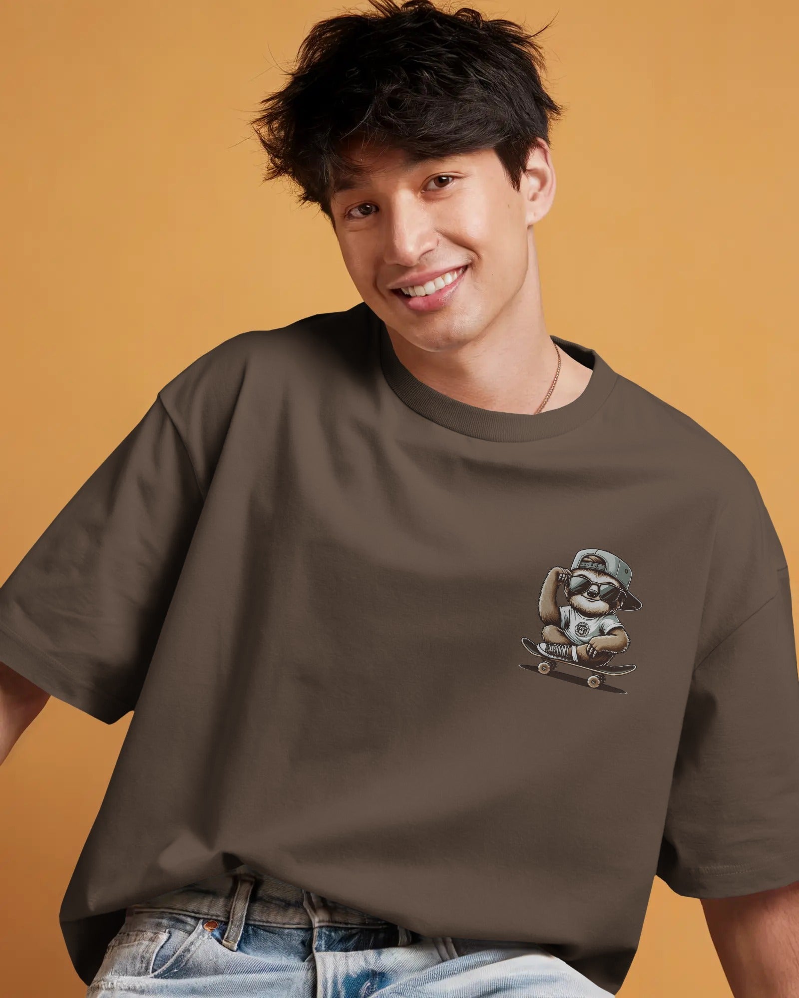 Skater Sloth Vibes Oversized Street Tee