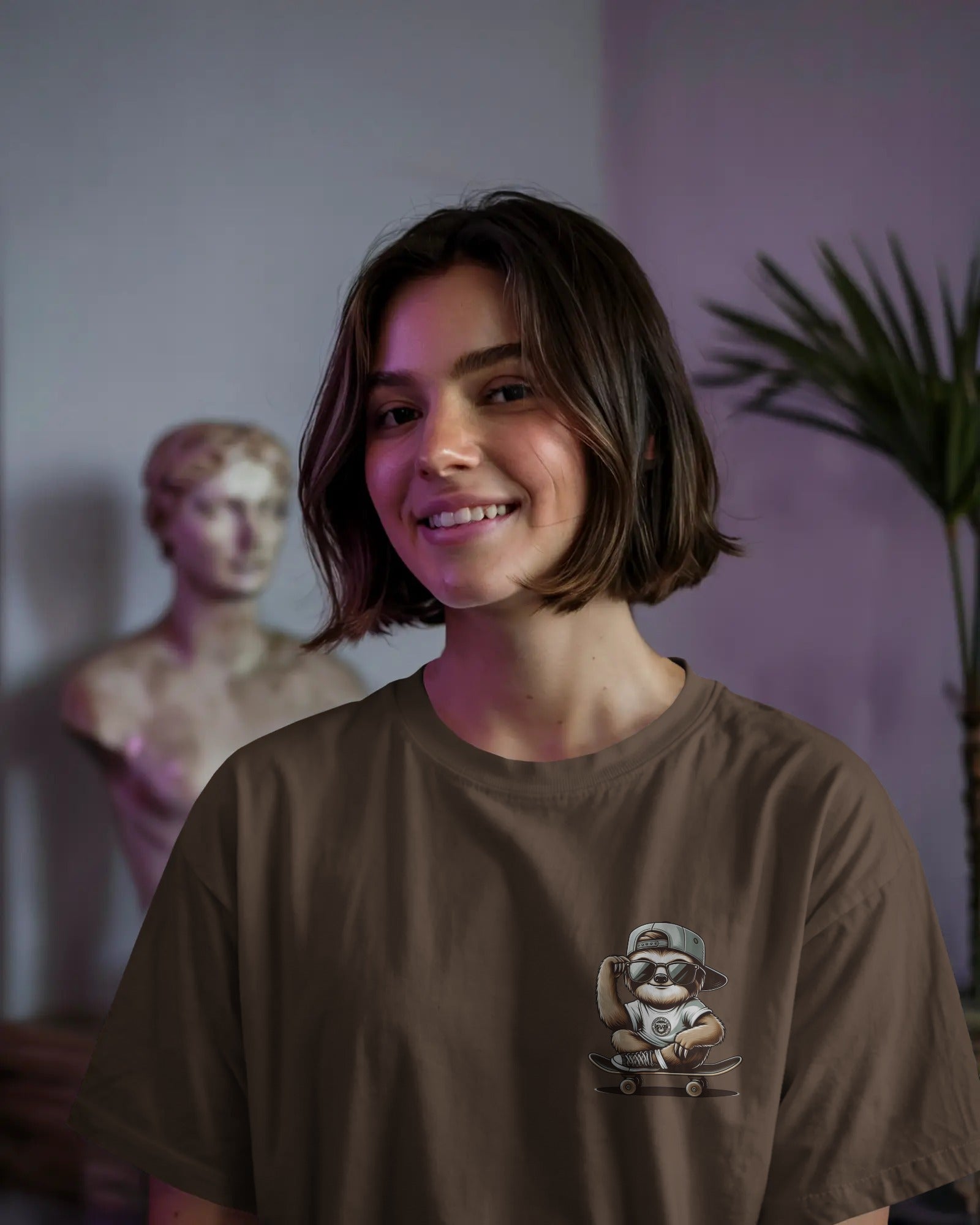 Skater Sloth Vibes Oversized Street Tee