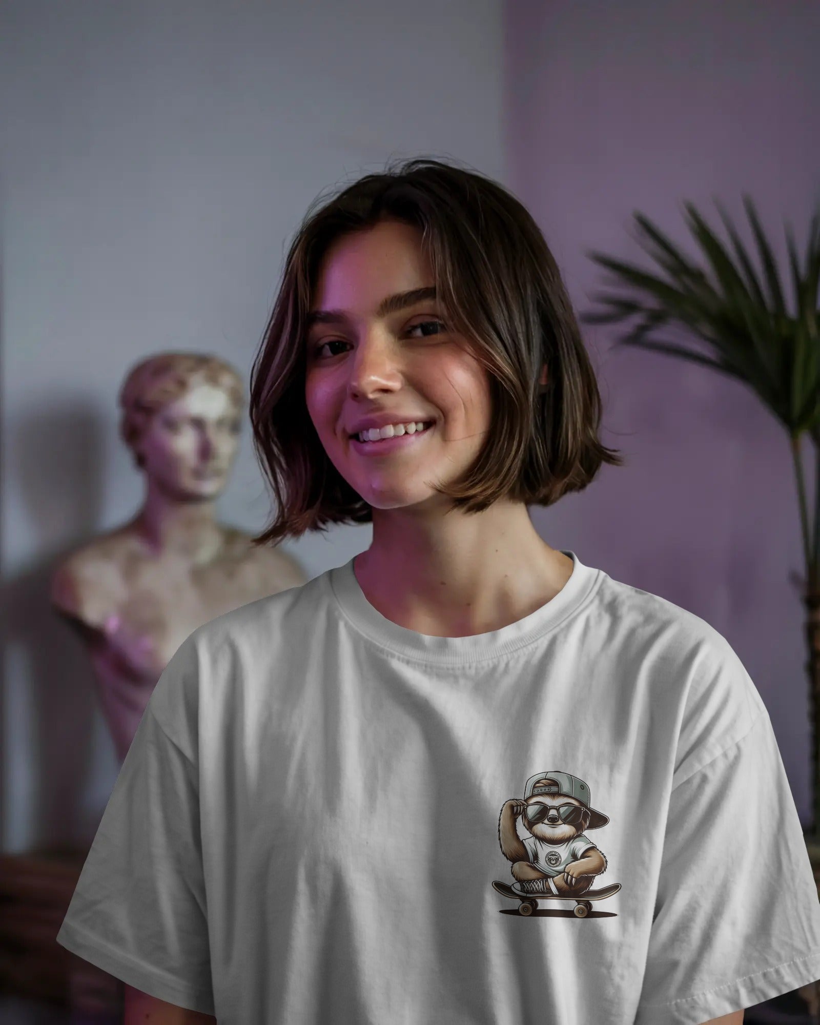 Skater Sloth Vibes Oversized Street Tee