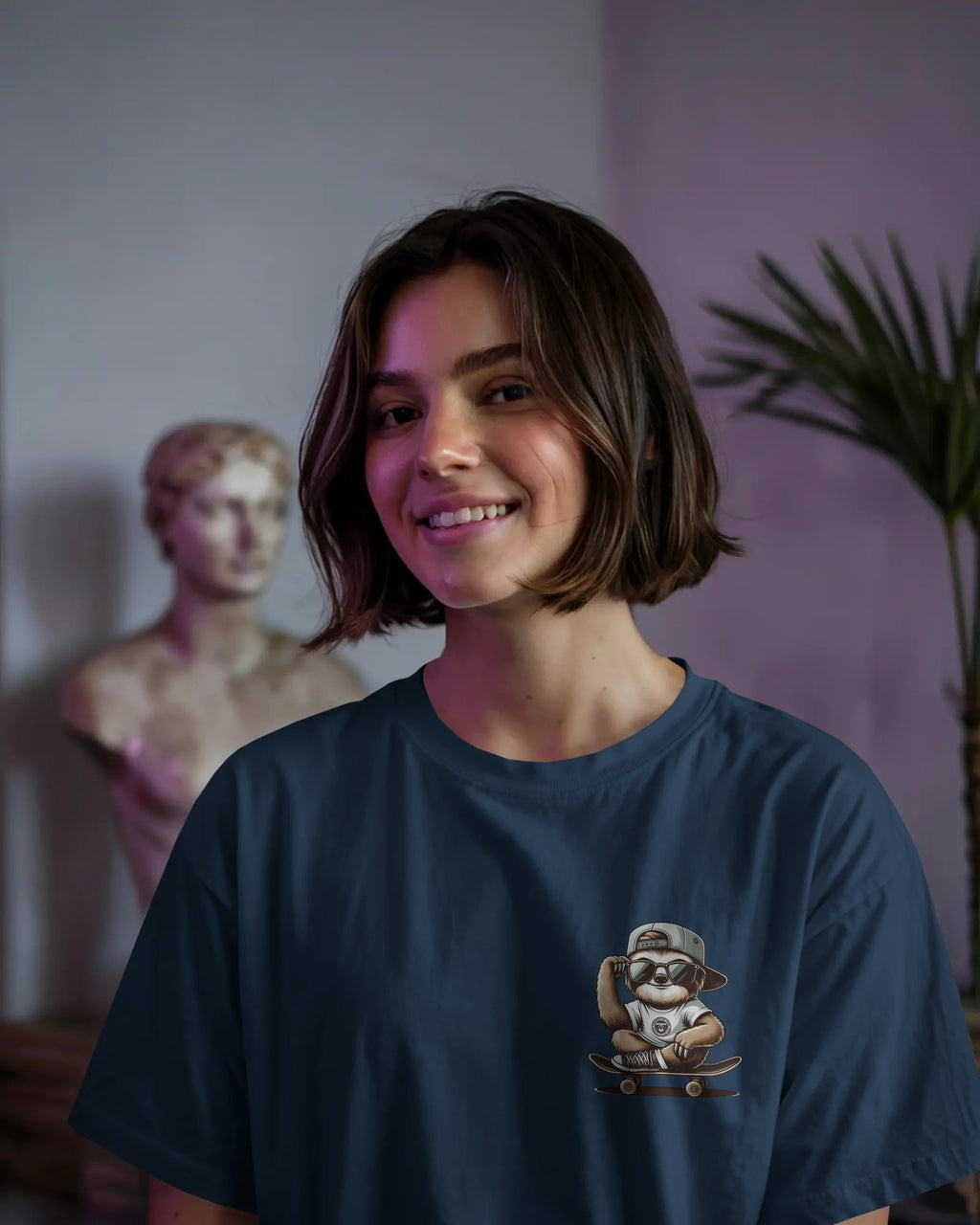 Skater Sloth Vibes Oversized Street Tee