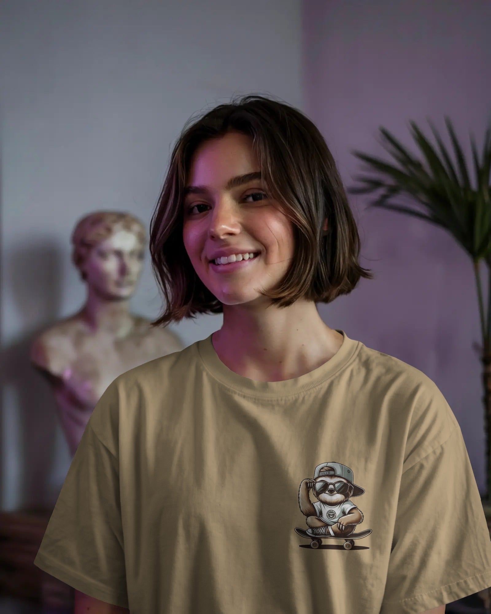 Skater Sloth Vibes Oversized Street Tee
