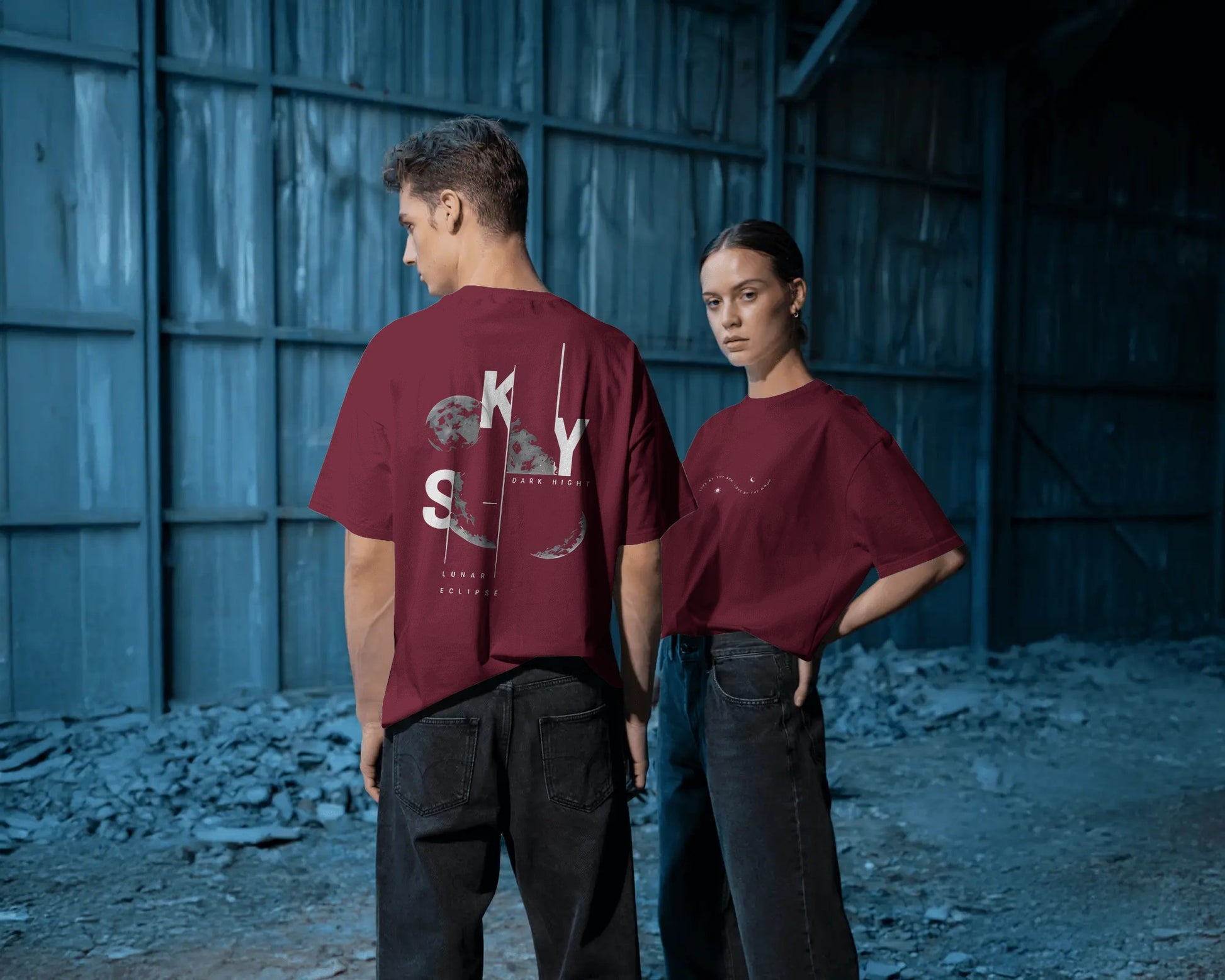 Sky Lunar Eclipse Oversized T-Shirt