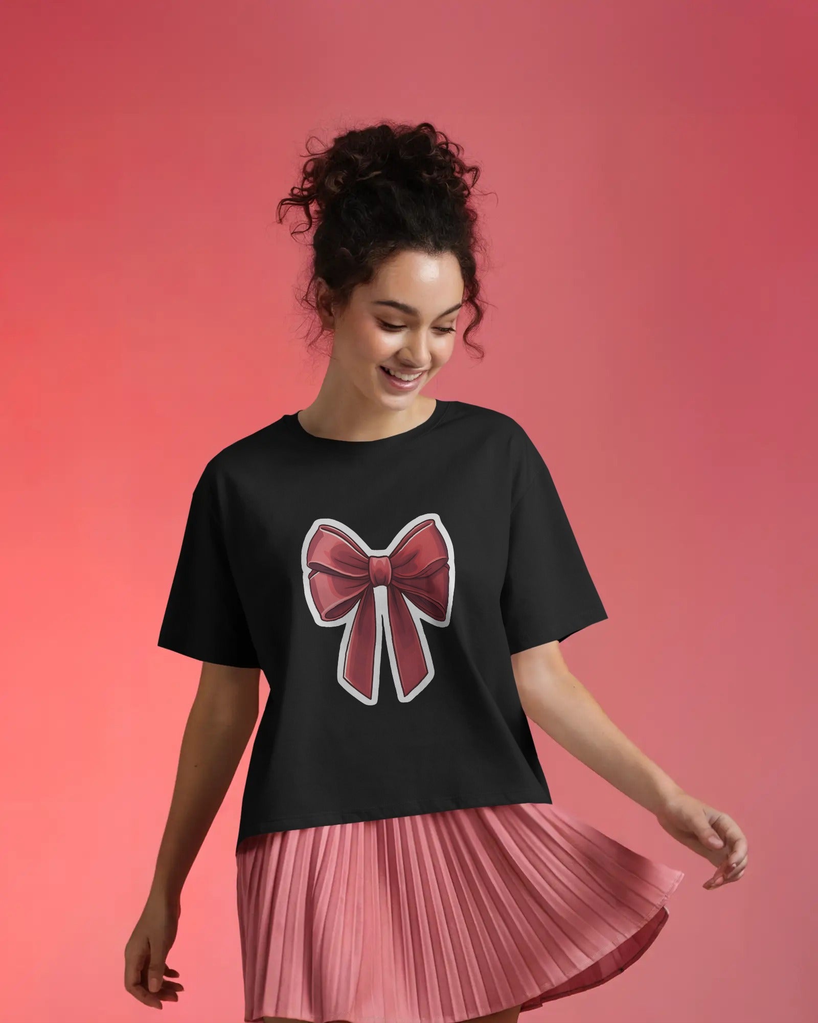 Cherry Bow Oversized Tee