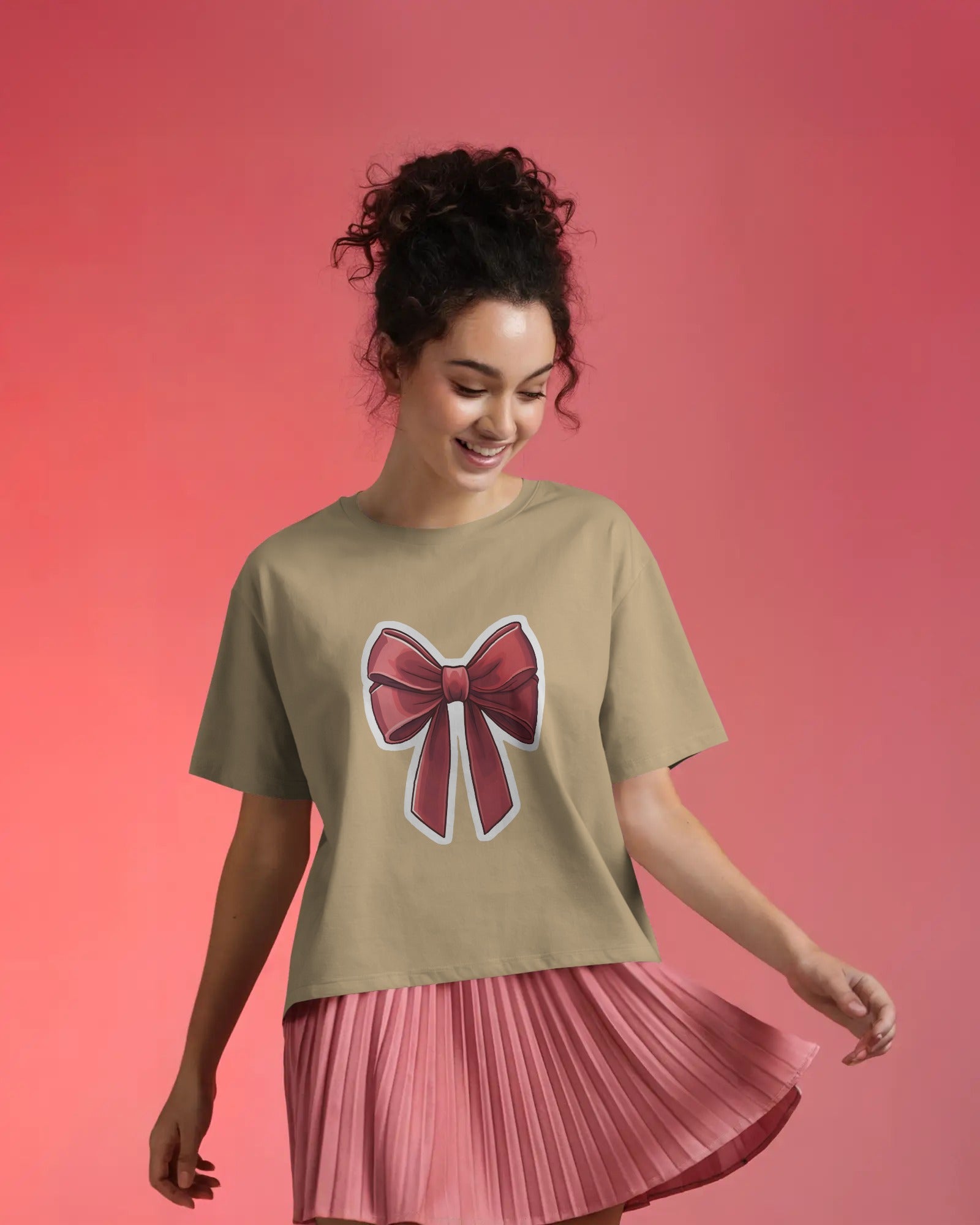 Cherry Bow Oversized Tee
