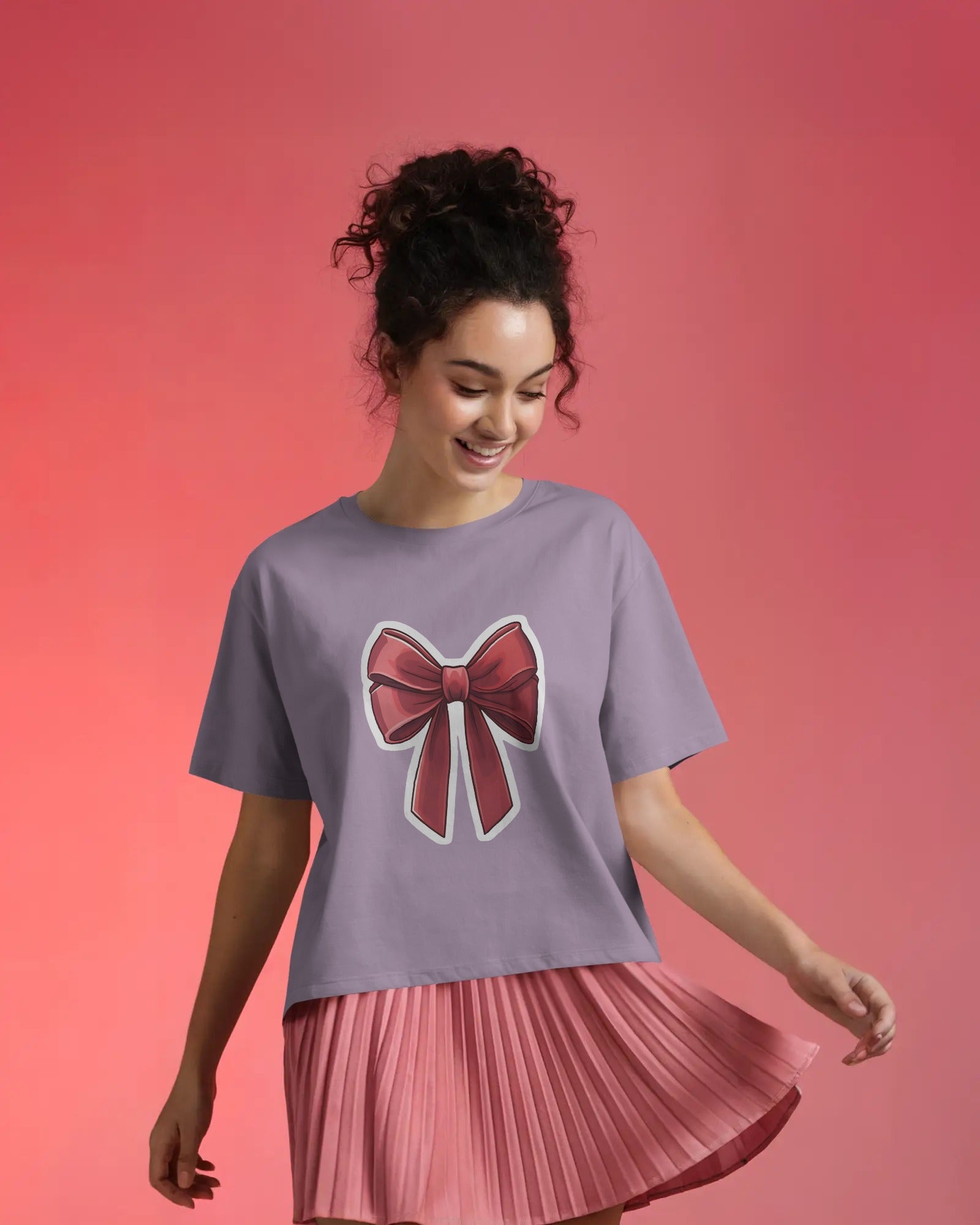 Cherry Bow Oversized Tee